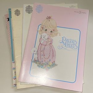 6 vintage cross-stitch patterns precious moments teddy bears children